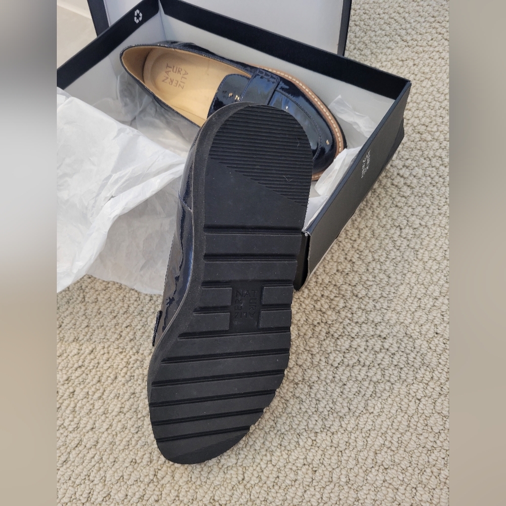 Naturalizer Women's Patent Leather Tassel Loafers in Navy and Black - Picture 3 of 6